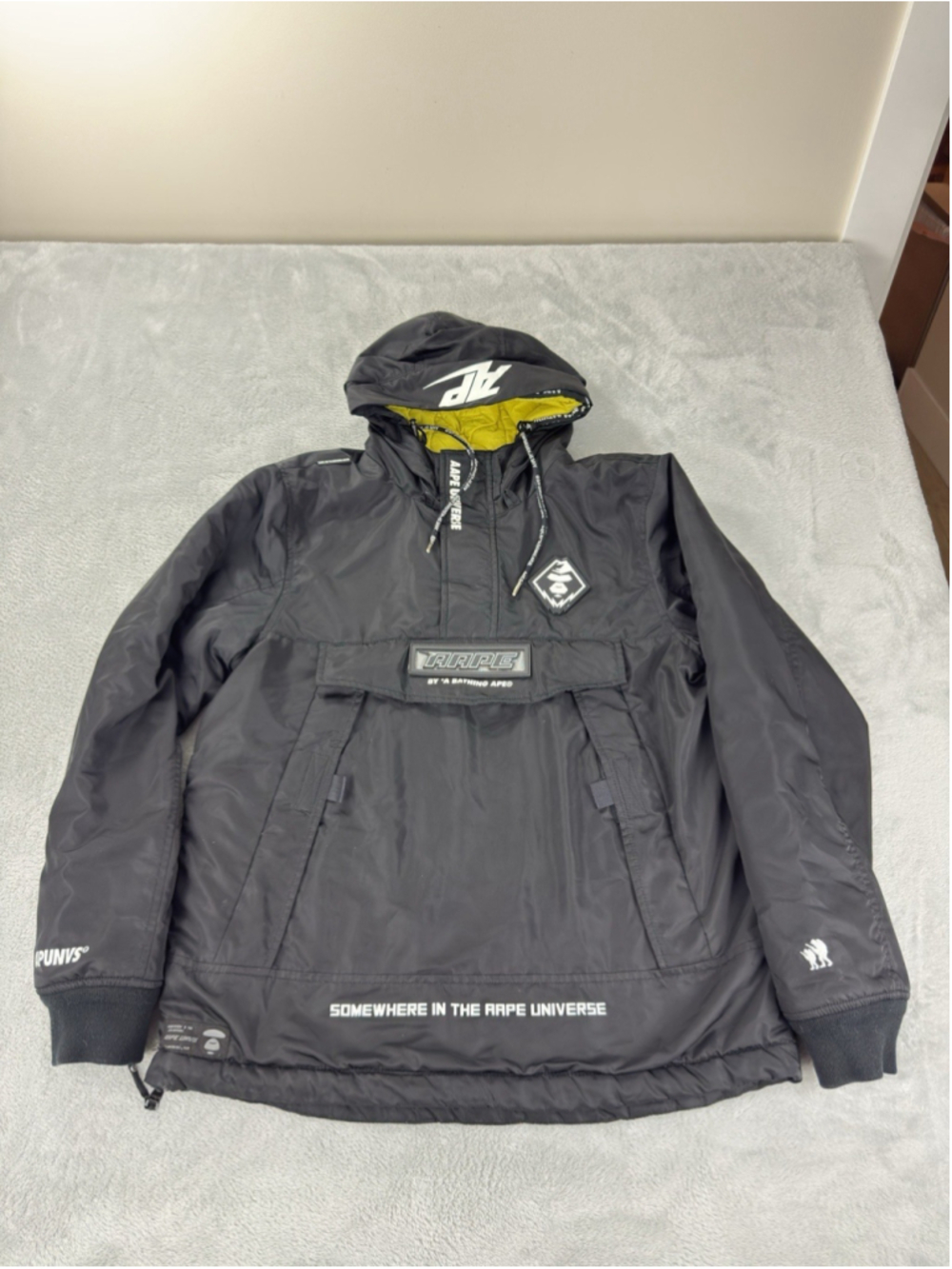 Aape By A Bathing Ape Men's Size Large Black Pullover Anorak Jacket Apunvs